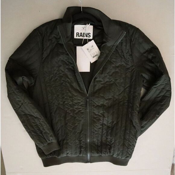 RAINS 18300 Unisex Sz Medium Evergreen Full Zip Liner High-Neck Jacket - Picture 2 of 10